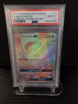PSA 10 2018 POKEMON SUN & MOON CELESTIAL STORM | SECRET FULL ART/ARTICUNO GX 171 - Image 1