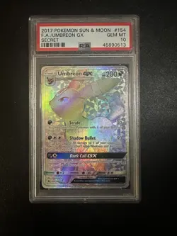 Pokemon TCG Umbreon GX 154/149 Full Art Rainbow Rare Holo Sun & Moon PSA 10 GEM - Image 1