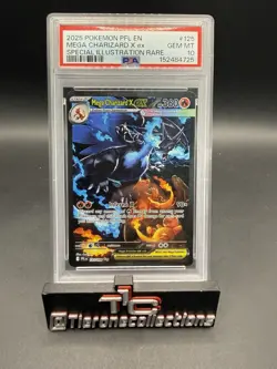 2025 POKEMON PFL EN-PHANTASMAL FLAMES #125 MEGA CHARIZARD X EX PSA 10 - Image 1