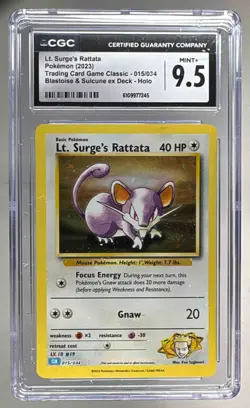 7245 Lt. Surge's Rattata 2023 Pokemon Classic Collection #015 ex Deck CGC 9.5 - Image 1