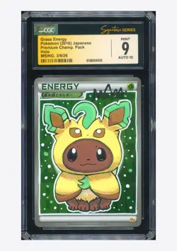 Pokemon CGC 9 AUTO 10 Grass Energy Holo Eevee Msing 2016 CP4 Japanese #1 - Image 1