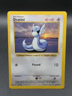 Dratini 26/102 Uncommon Pokemon Card Shadowless Base Set - Image 1
