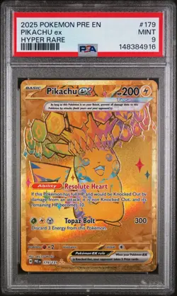 2025 POKEMON PRE EN-PRISMATIC EVOLUTIONS HYPER RARE #179 PIKACHU EX PSA 9 - Image 1