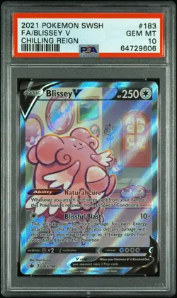 2021 POKEMON SWORD & SHIELD CHILLING REIGN #183 FULL ART/BLISSEY V PSA 10 - Image 1
