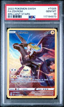 2022 POKEMON SWORD & SHIELD BRILLIANT STARS #TG05 FULL ART/ZEKROM PSA 10 - Image 1