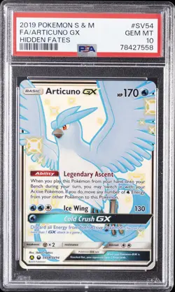 2019 POKEMON SUN & MOON HIDDEN FATES #SV54 FULL ART/ARTICUNO GX PSA 10 - Image 1
