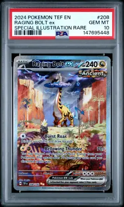 2024 POKEMON TEF EN-TEMPORAL FORCES #208 RAGING BOLT EX PSA 10 - Image 1