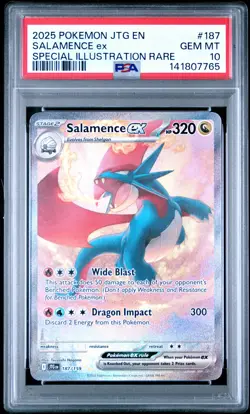 2025 POKEMON JTG EN-JOURNEY TOGETHER #187 SALAMENCE EX PSA 10 - Image 1