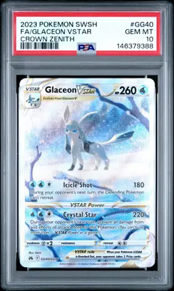 2023 POKEMON SWORD & SHIELD CROWN ZENITH #GG40 FULL ART/GLACEON VSTAR PSA 10 - Image 1