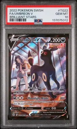 2022 POKEMON SWORD & SHIELD BRILLIANT STARS #TG22 FULL ART/UMBREON V PSA 10 - Image 1
