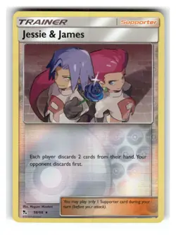 Jessie & James 58/68 Holo Rare Hidden Fates Pokemon Reverse Holo Lightly Played - Image 1