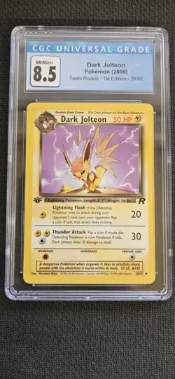 CGC 8.5 DARK JOLTEON TEAM ROCKET 1ST EDITION #38/82 2000 POKEMON CARD - Image 1