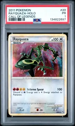 2011 POKEMON CALL OF LEGENDS #20 RAYQUAZA-HOLO PSA 1 - Image 1