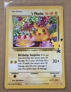 TCG POKEMON CELEBRATIONS BIRTHDAY PIKACHU HOLO 24 Ylw - Image 1