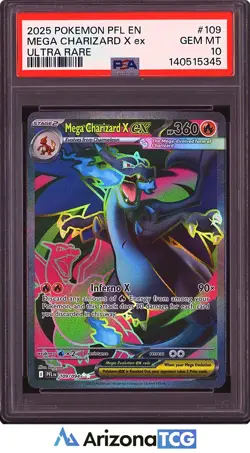 Pokemon 2025 Mega Charizard X ex 109/094 Phantasmal Flames GEM MINT PSA 10 - Image 1
