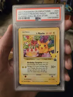 PSA 10 Birthday Pikachu 24 Holo Promo Celebrations GEM MINT PSA 10 Pokemon 25th! - Image 1