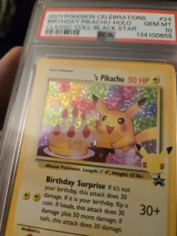 PSA 10 Birthday Pikachu 24 Holo Promo Celebrations GEM MINT PSA 10 Pokemon 25th! - Image 2