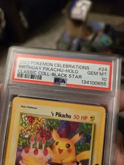 PSA 10 Birthday Pikachu 24 Holo Promo Celebrations GEM MINT PSA 10 Pokemon 25th! - Image 4