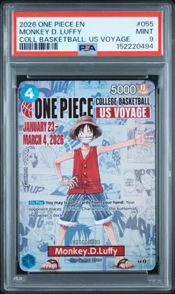 2026 ONE PIECE PROMOS COLLEGE BASKETBALL : US VOYAGE MONKEY D. LUFFY PSA 9 - Image 1