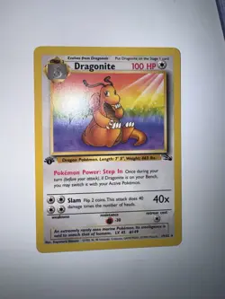Pokemon Dragonite 1st Edition Fossil Rare 100 HP Card 19/62 Wizards 1999 - Image 3
