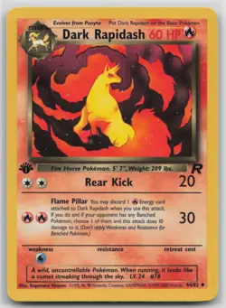 1st Edition Vintage Pokemon Card Dark Rapidash Uncommon Team Rocket 44/82 VLP - Image 1