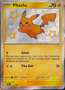 Pokemon Pikachu TCG Holo Shiny Rare Card Paldean Fates 131/091 - Image 1