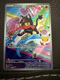 Pokemon Full Art Starter Set Popplio Rowlet Litten Pikachu Stamp NM 3 Card Lot - Image 4