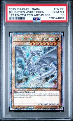 2025 YU-GI-OH RA04 QUARTER CENTURY STAMPEDE #EN108 BLUE-EYES WHITE DRAGON PSA 10 - Image 1
