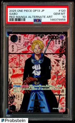 2025 One Piece OP13 Japanese Red Manga Art #120 Sabo PSA 10 GEM MINT - Image 1