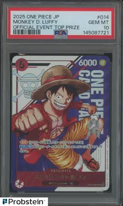 2025 ONE PIECE JPN PROMOS OFFICIAL EVENT TOP PRIZE #014 MONKEY D. LUFFY PSA 10 - Image 1