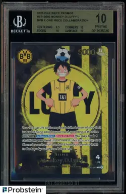2025 ONE PIECE PROMOS BVB X ONE PIECE MATCH DAY 2025 #003 MONKEY D. LUFFY BGS 10 - Image 1
