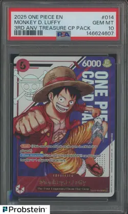 2025 One Piece EN 3rd Anniversary Treasure CP Pack #014 Monkey D. Luffy PSA 10 - Image 1