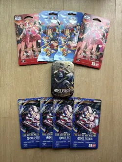 One Piece Lot 4x OP14 Sleeve, 2x EB-03 Sleeve , 1x Tin Pack Set, 2x Sticker New - Image 1