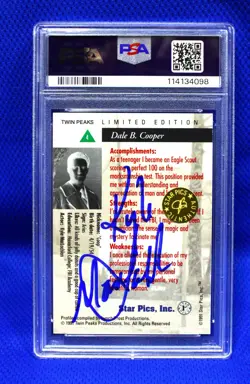 1991 Star Pics Twin Peaks Kyle MacLachlan as Agent Dale Cooper (AUTO) (PSA 6/10) - Image 1