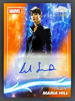 2025 Topps Chrome Marvel Studios Cobie Smulders Agent Maria Hill Auto /25 Orange - Image 1