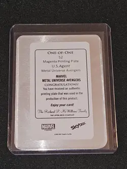 2024 Metal Universe Avengers U.S. Agent Magenta Printing Plate 1/1 #52 RARE - Image 2