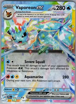 Vaporeon ex 023/131 SV: Prismatic Evolutions - Pokemon Card - NM - Image 1