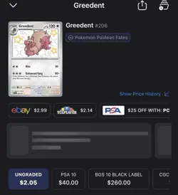 Pokemon Greedent 206/091 SV: Paldean Fates Shiny Rare Holo Stage 1 Card - Image 2