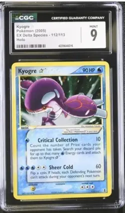 CGC 9 Kyogre Gold Star 2005 EX Delta Species 112/113 Holo Pokemon Card - Image 1