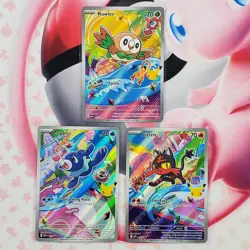 Rowlett 043 + Litten 044 + Popplio 045 - First Partner Pokemon Cards - #L70 - Image 1
