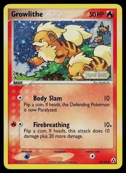 Pokemon Card Legend Maker Growlithe 55/92 Reverse Holo Common - Image 1