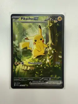 Pokemon Pikachu EX Holo Rare Thunderbolt 200 HP Card 276/217 ASC Set - Image 1