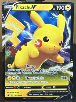 Pokemon TCG Pikachu V SWSH061 SWSH: Sword & Shield Black Star Promo Holo Card - Image 1