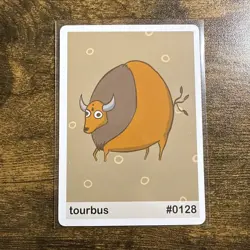 Near Mint Pookiemoot Tourbus Tauros #0128 Derp Pokemon Fan Art Card - Image 1
