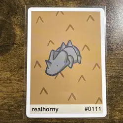Near Mint Pookiemoot Realhorny Rhyhorn #0111 Derp Pokemon Fan Art Card - Image 1