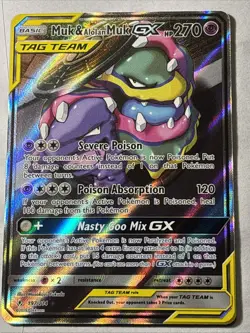 Pokemon TCG Muk Alolan Muk GX Full Art Holo Card 197/214 Sm-Unbroken Bonds - Image 1