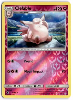 Pokemon TCG Clefable 40/68 Hidden Fates Rare Reverse Holo - Image 1