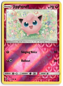 Pokemon TCG Jigglypuff 41/68 Hidden Fates Common Reverse Holo - Image 1