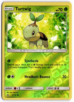 Pokemon TCG Turtwig 6/156 SM - Ultra Prism Common Reverse Holo - Image 1