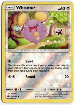 Pokemon TCG Whismur 116/168 SM - Celestial Storm Common Reverse Holo - Image 1